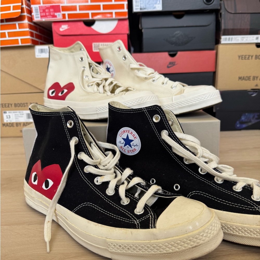 Converse COMME DES GARCONS High Top Sneakers in Black and Cream